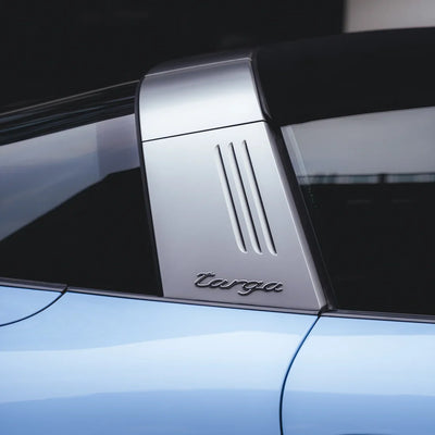 High Gloss Baby Blue Vinyl Wrap on Porsche side panel
