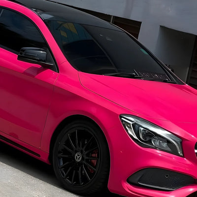 Mercedes showcasing High Gloss Sorbet Pink Vinyl Wrap.