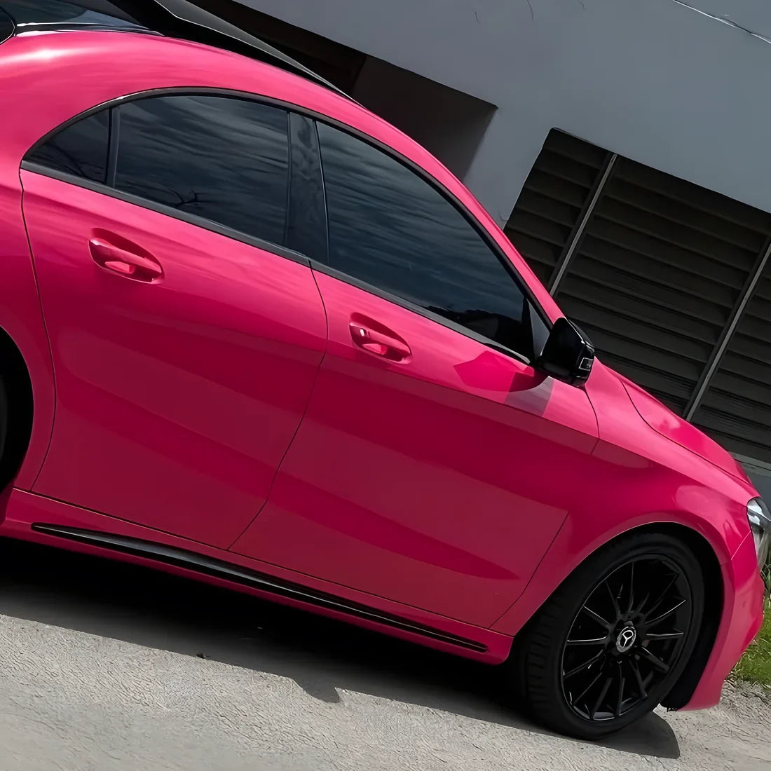 Mercedes featuring a High Gloss Sorbet Pink Vinyl Wrap.
