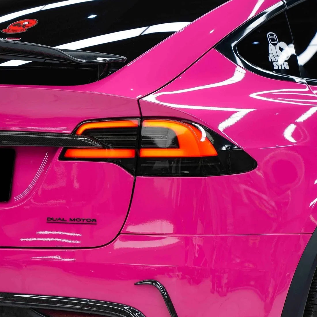 High Gloss Sorbet Pink Vinyl Wrap on Tesla