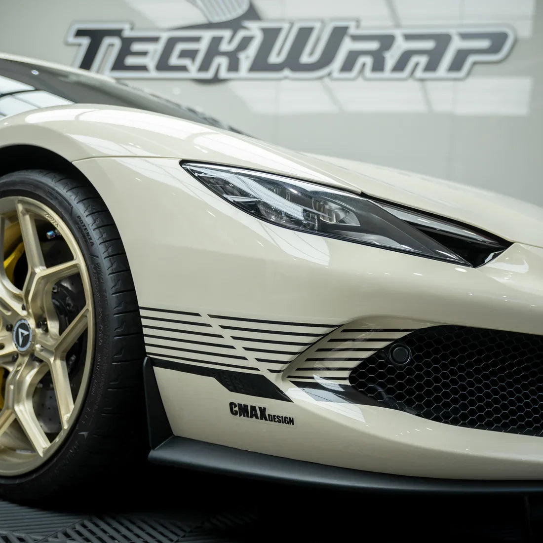 Ferrari featuring a High Gloss Vanilla Mist Vinyl Wrap finish.