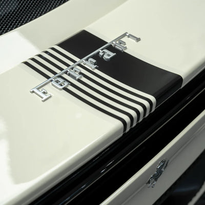 High Gloss Vanilla Mist Vinyl Wrap Ferrari exterior.