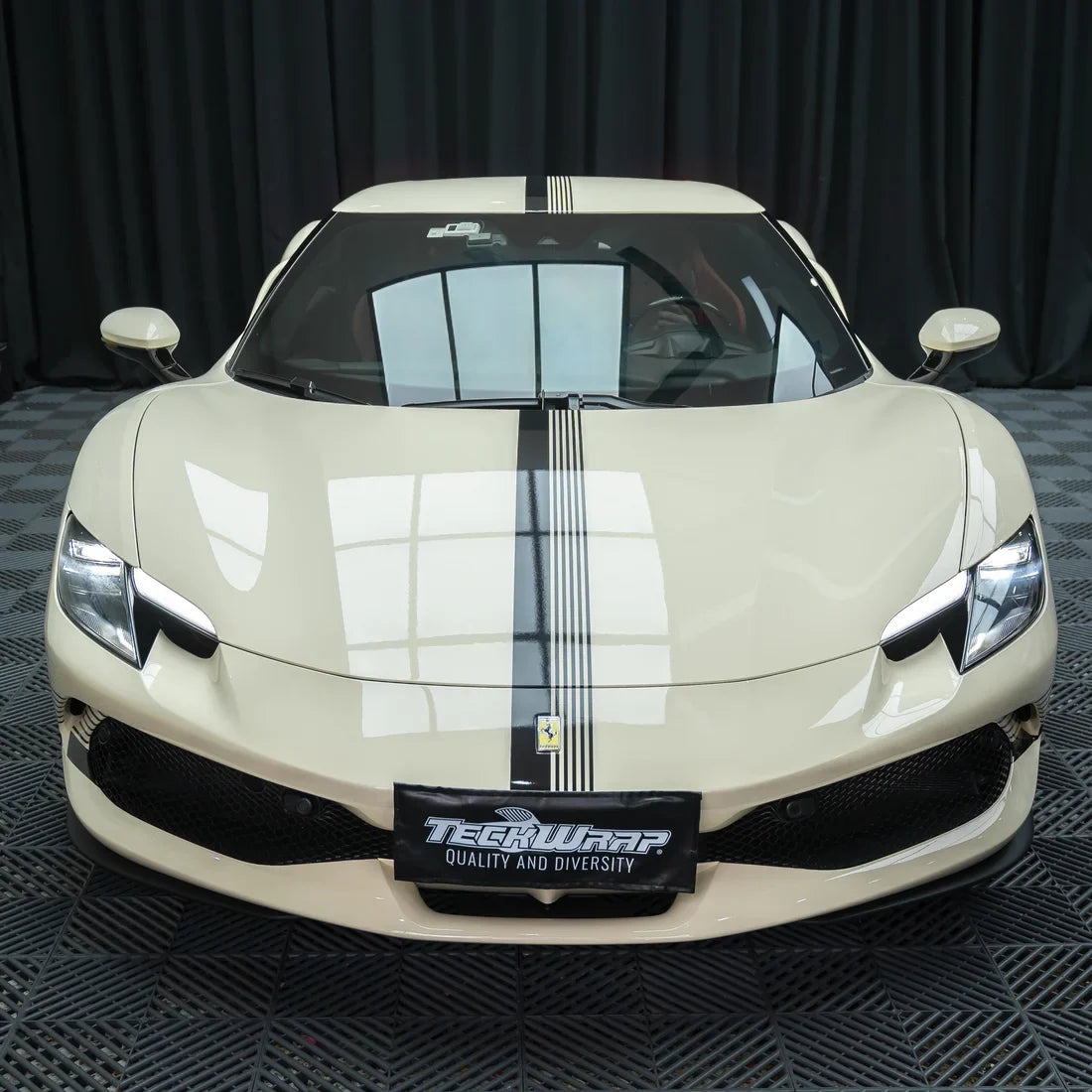Ferrari wrapped in High Gloss Vanilla Mist Vinyl Wrap