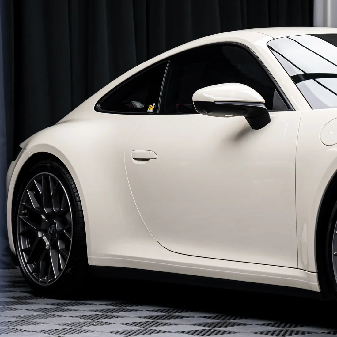 Porsche in High Gloss Vanilla Mist Vinyl Wrap.