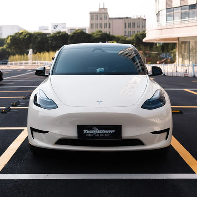 High Gloss Vanilla Mist Vinyl Wrap in Tesla.
