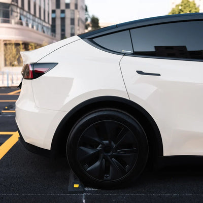 Tesla in High Gloss Vanilla Mist Vinyl Wrap
