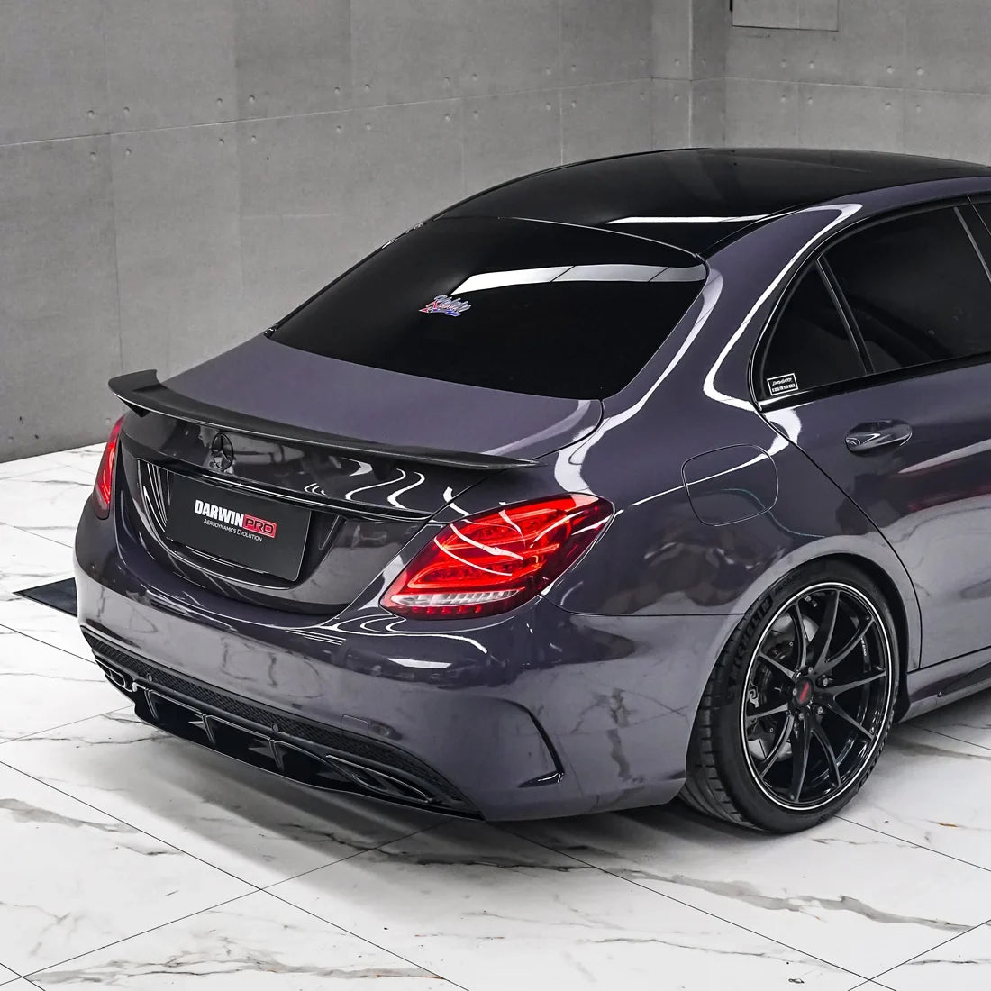 Mercedes wrapped in Dusky Grape High Super Gloss Solid vinyl.