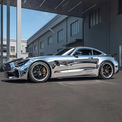 White Gold Mirror Chrome AMG highlighting its distinctive reflective finish.