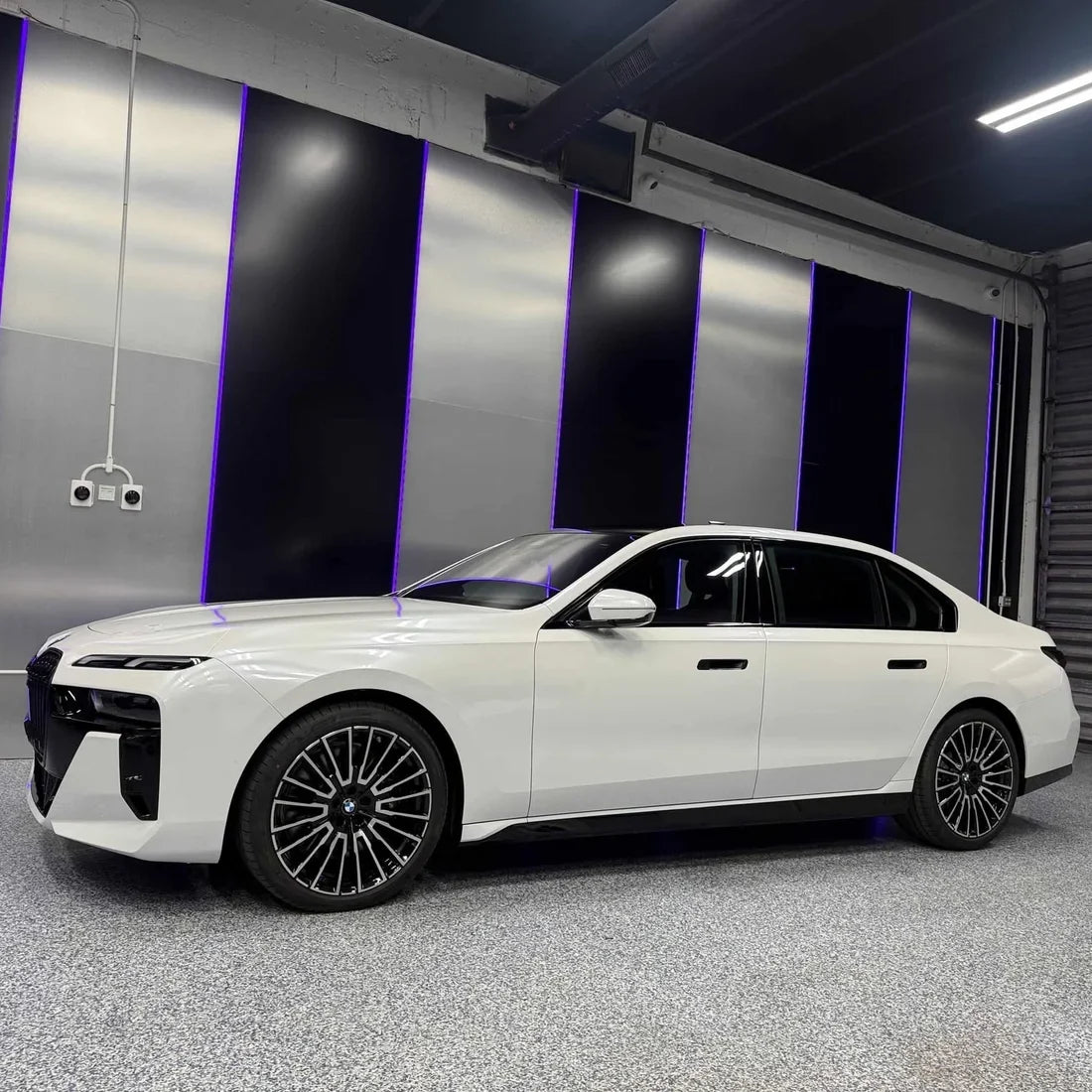 Pearl White Vinyl Wrap on BMW side