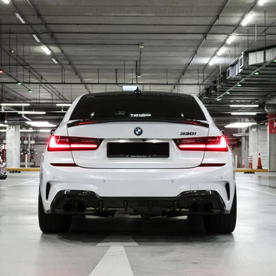 White Pearl Glitter Gloss vinyl wrap  BMW 3 Series rear view.