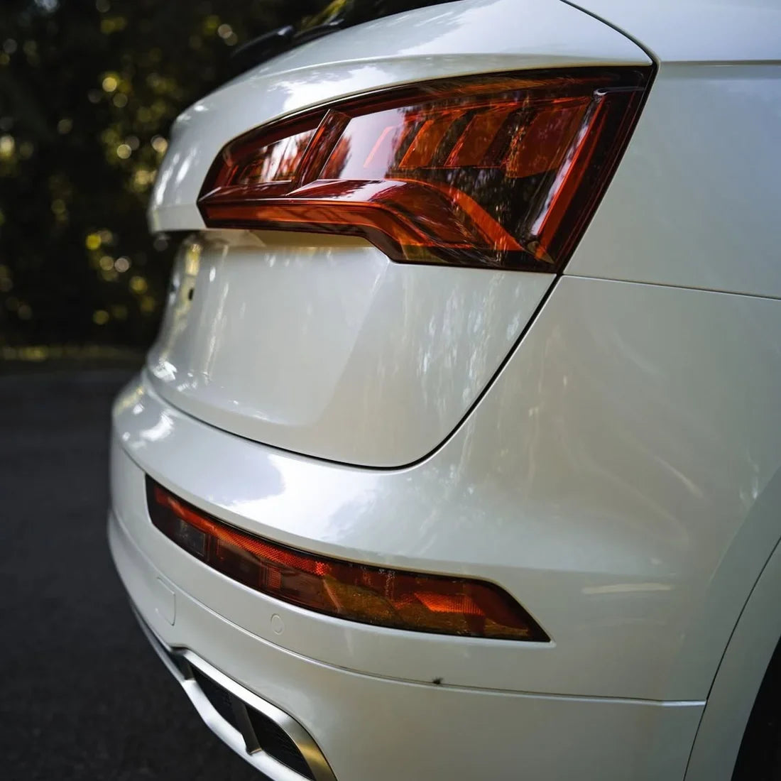 Gloss Light Blue Pearl Vinyl Wrap on Audi rear