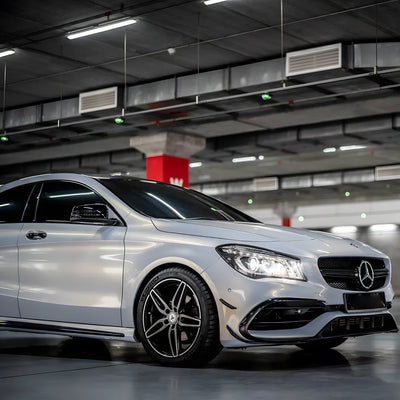 gold pearl white chameleon vinyl wrap on mercedes