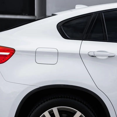 frosted pearl white chameleon vinyl wrap on car with side view