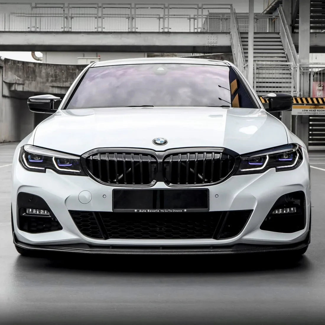 diamond white glitter glossy vinyl wrap on BMW Front View