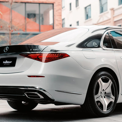diamond white glitter glossy vinyl wrap on mercedes Tailight