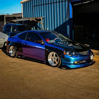 color shift chameleon purple blue gloss acura vinyl wrap on