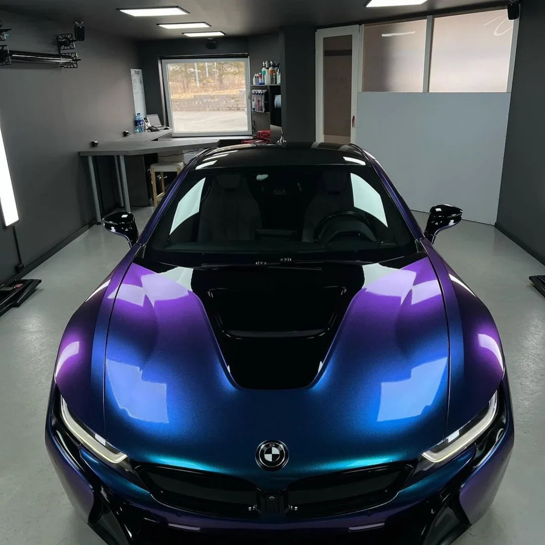 color shift chameleon purple blue gloss acura vinyl wrap on BMW