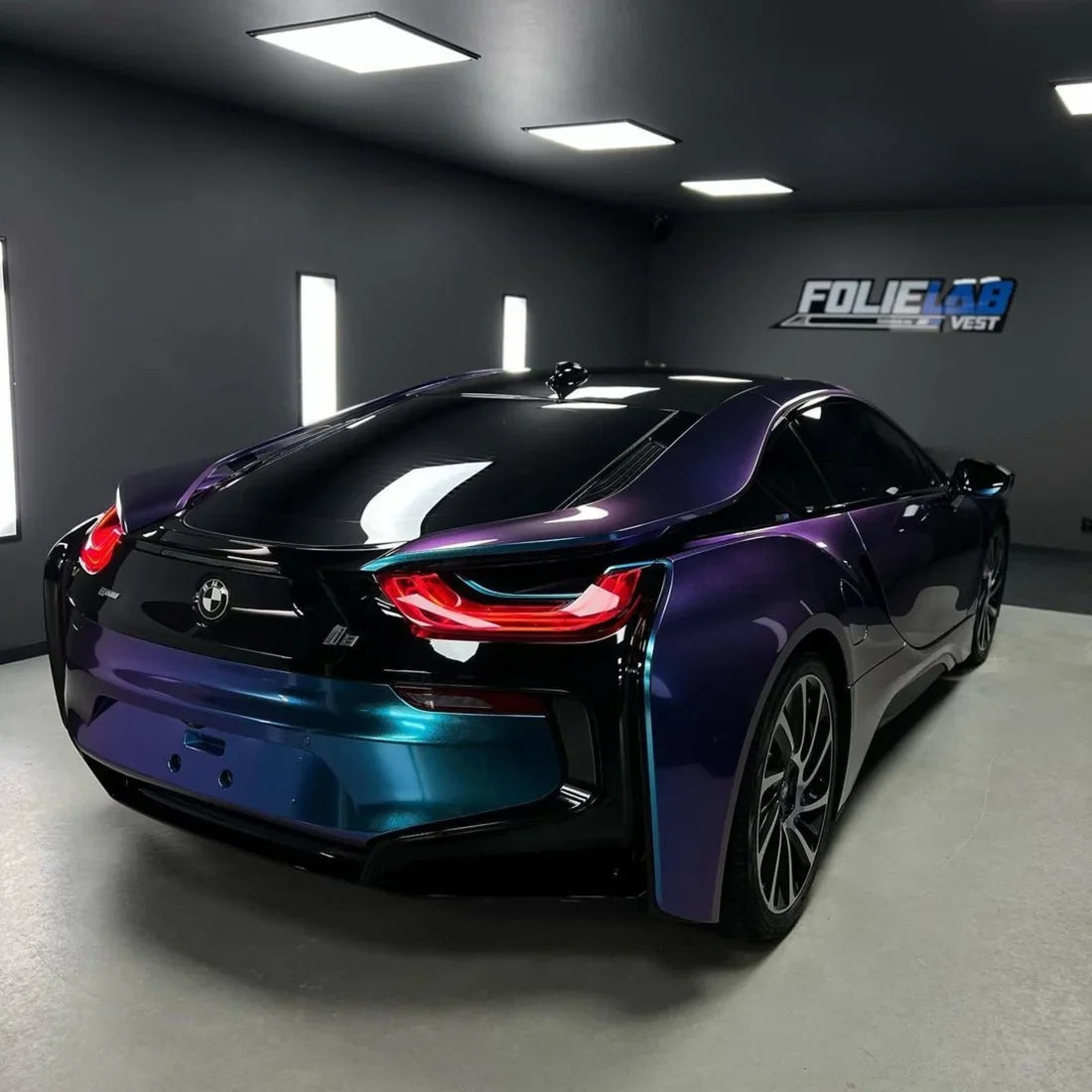 color shift chameleon purple blue gloss acura vinyl wrap on BMW