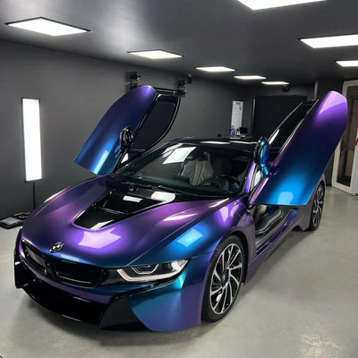 color shift chameleon purple blue gloss acura vinyl wrap on BWM