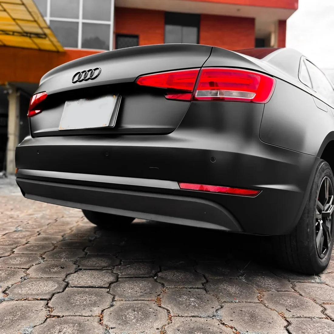 Matte Black Vinyl Wrap on Audi rear