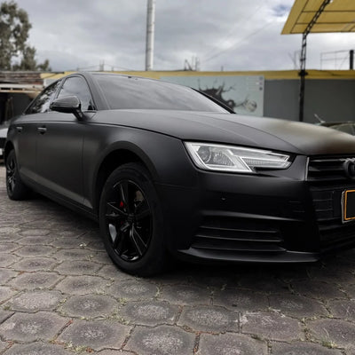 Matte Black Vinyl Wrap on Audi front