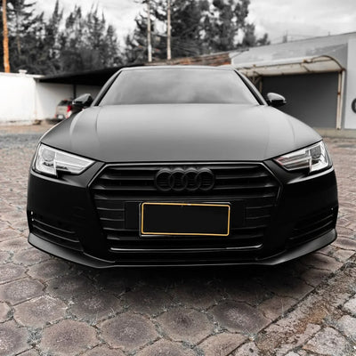 Matte Black Vinyl Wrap on Audi front