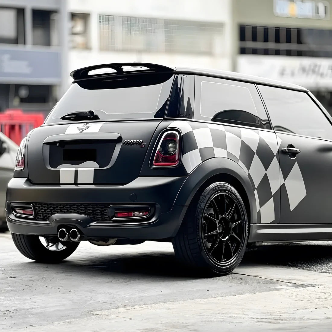 Matte Black Vinyl Wrap on Mini rear side