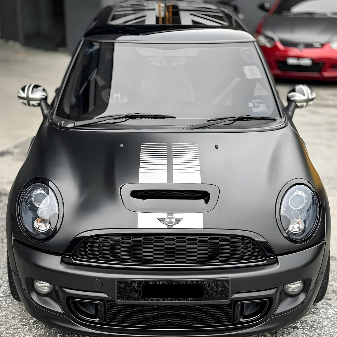 Matte Black Vinyl Wrap on Mini front
