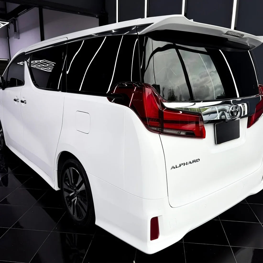 Matte White Vinyl Wrap on Toyota rear
