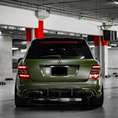 Matte Military Green Vinyl Wrap on Mercedes rear