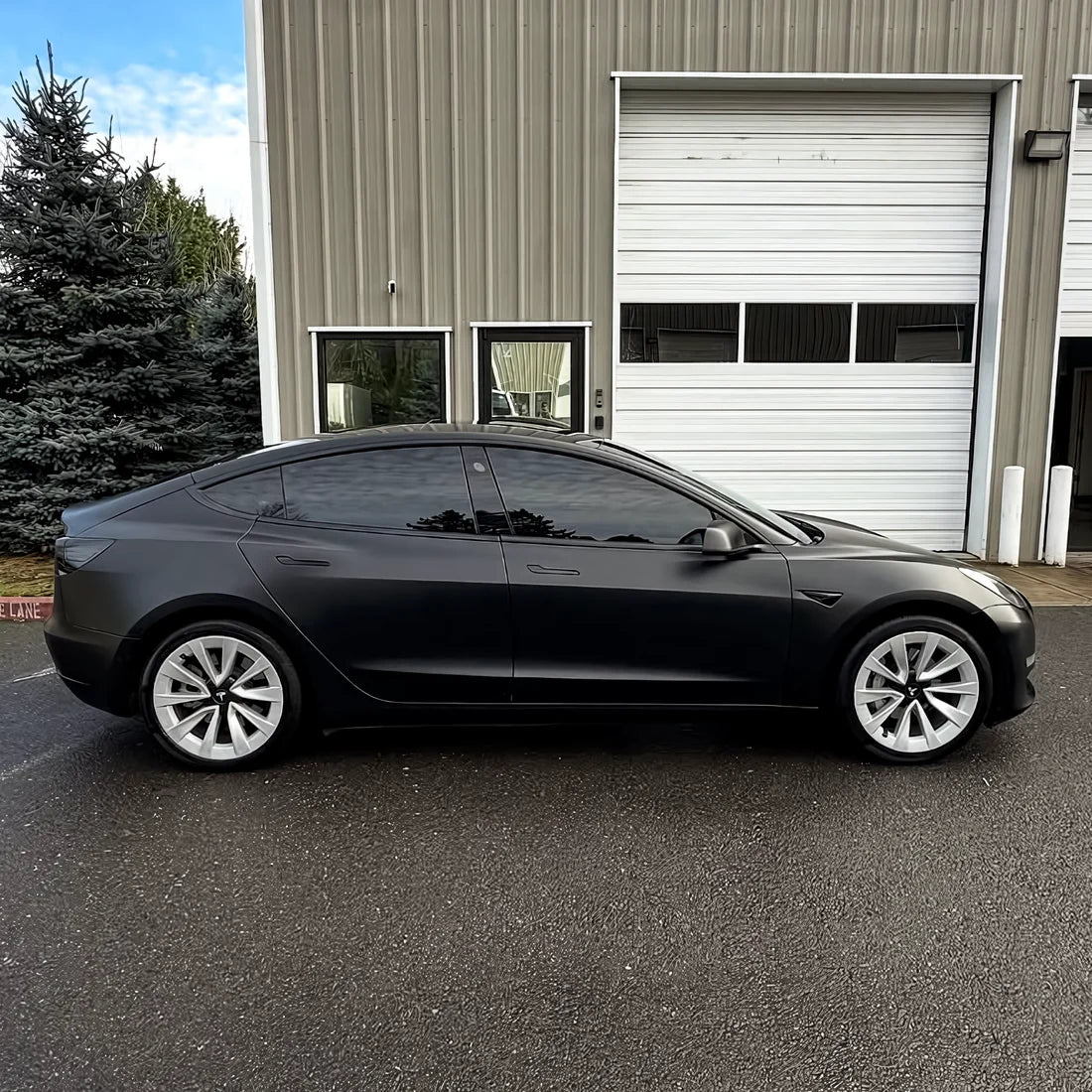 Super Satin Raven Black Tesla in side view