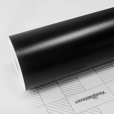 Roll of TeckWrap Black Matte Vinyl Wrap  showcasing smooth, rich matte finish 