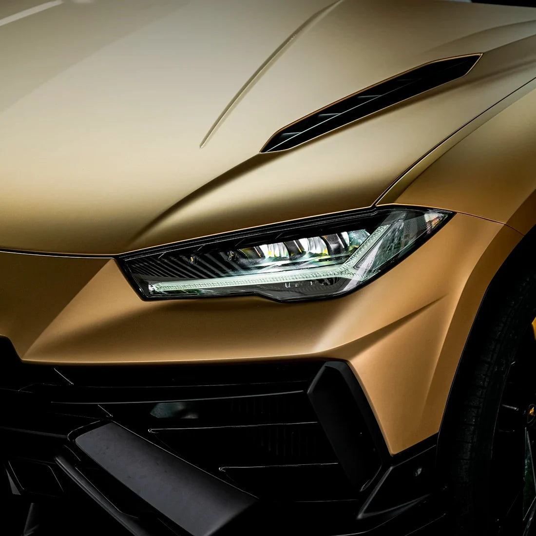 Satin Metallic Imperial Gold Vinyl Wrap  front closeup