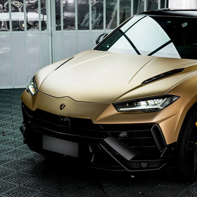 Satin Metallic Imperial Gold Vinyl Wrap on Lamborghini hood