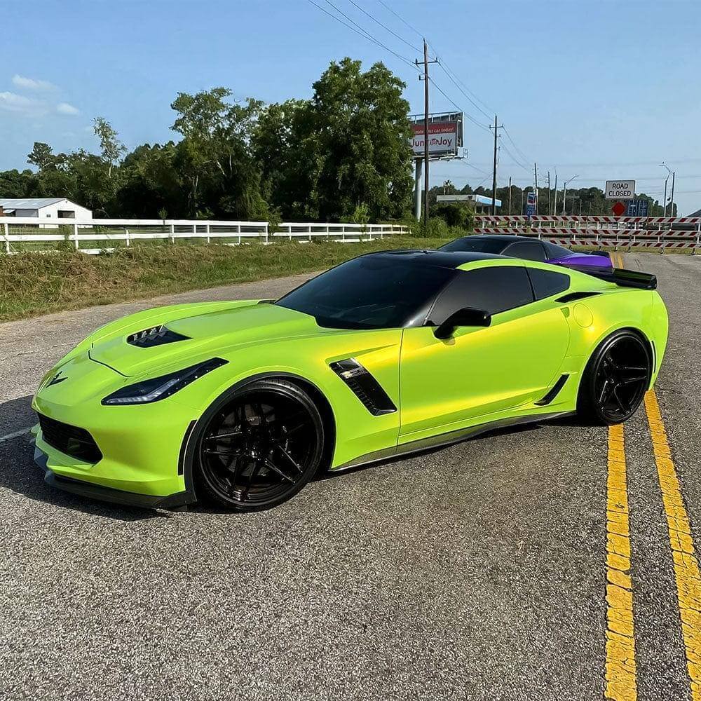 Chevrolet Corvette featuring TeckWrap Gloss Acid Lime vinyl wrap