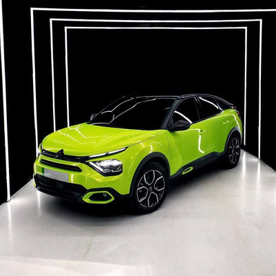 Citroën crossover wrapped with TeckWrap Gloss Acid Lime vinyl wrap