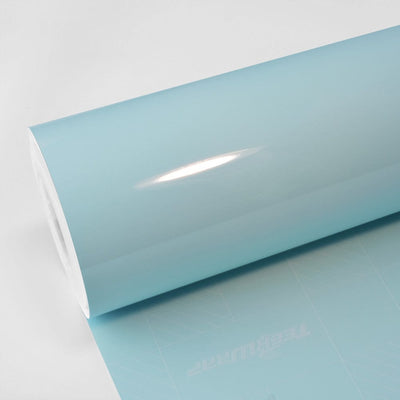 Glossy light blue vinyl wrap roll