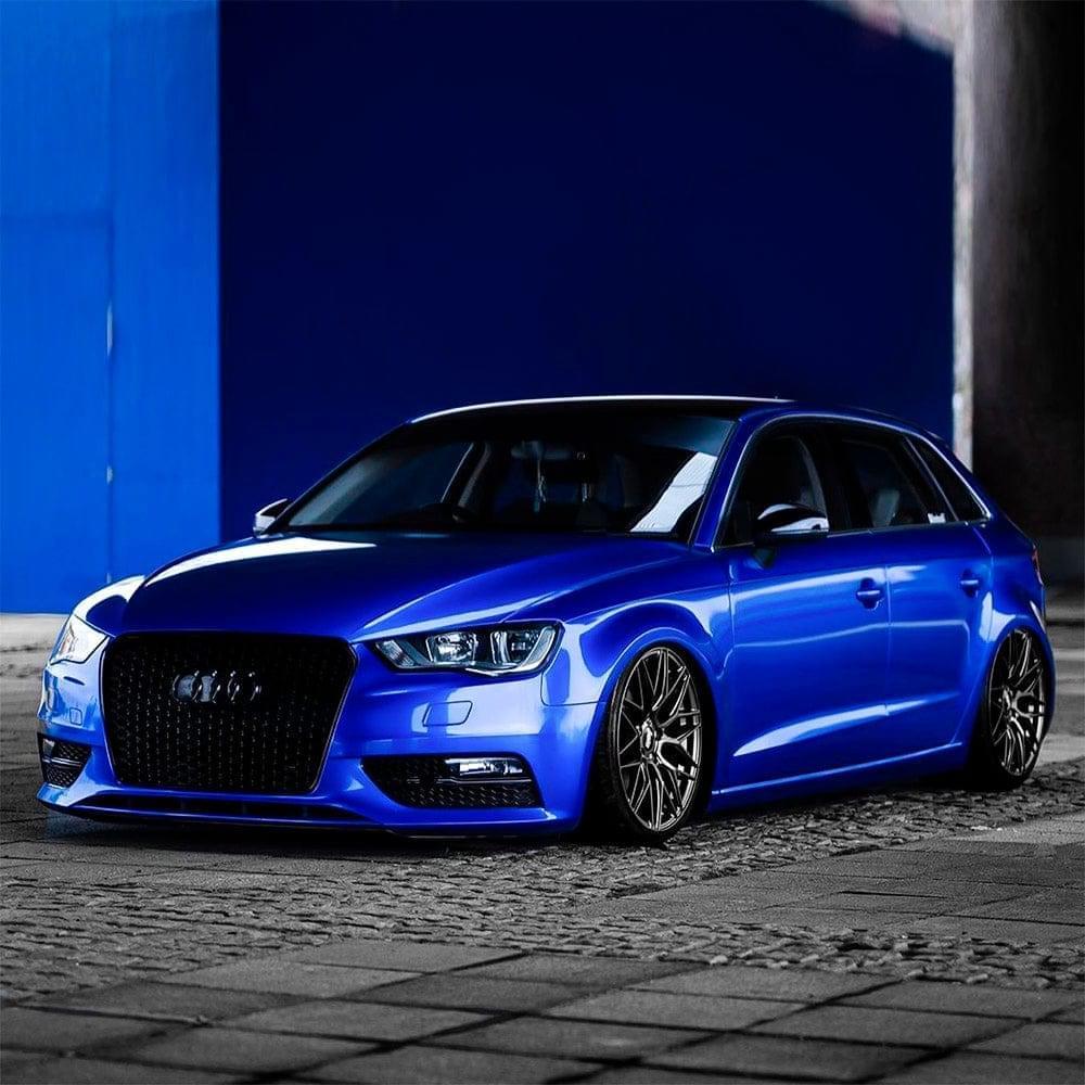 Audi car beautifully wrapped in Teckwrap Gloss Blue Gem Vinyl Wrap