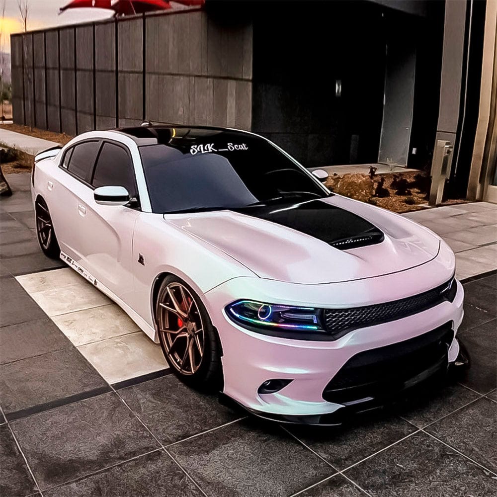 vehicle wrapped in Gloss Aurora White Vinyl Wrap