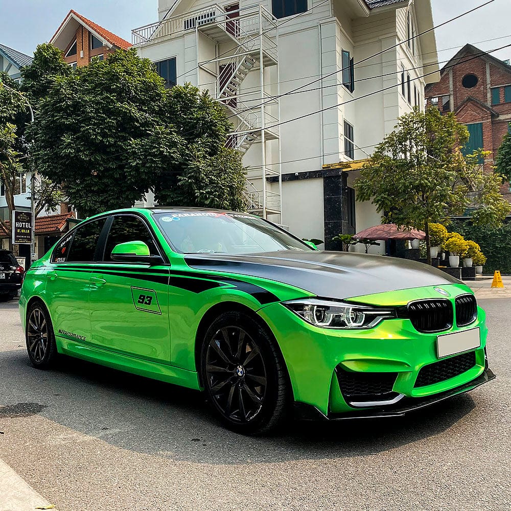 BMW sedan featuring Kelly Green vinyl wrap