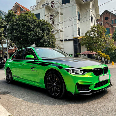 BMW sedan featuring Kelly Green vinyl wrap