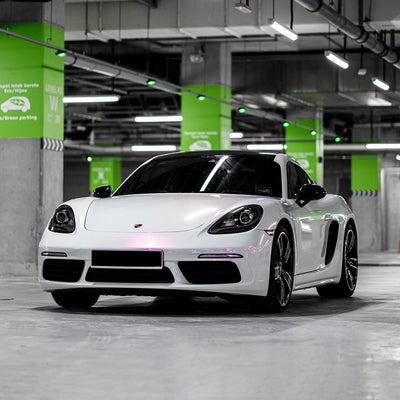 sports car wrapped in Lavender Pearl gloss vinyl wrap