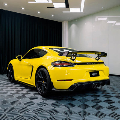 Porsche wrapped in Louvre Yellow Gloss Vinyl
