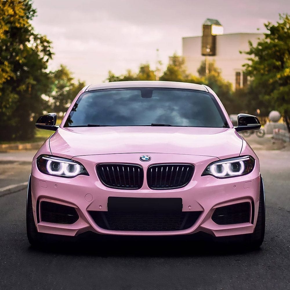 BMW vehicle wrapped in Millennial Pink Gloss Vinyl