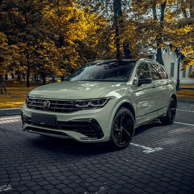 Volkswagen Tiguan SUV wrapped in Moss Green Glossy Vinyl