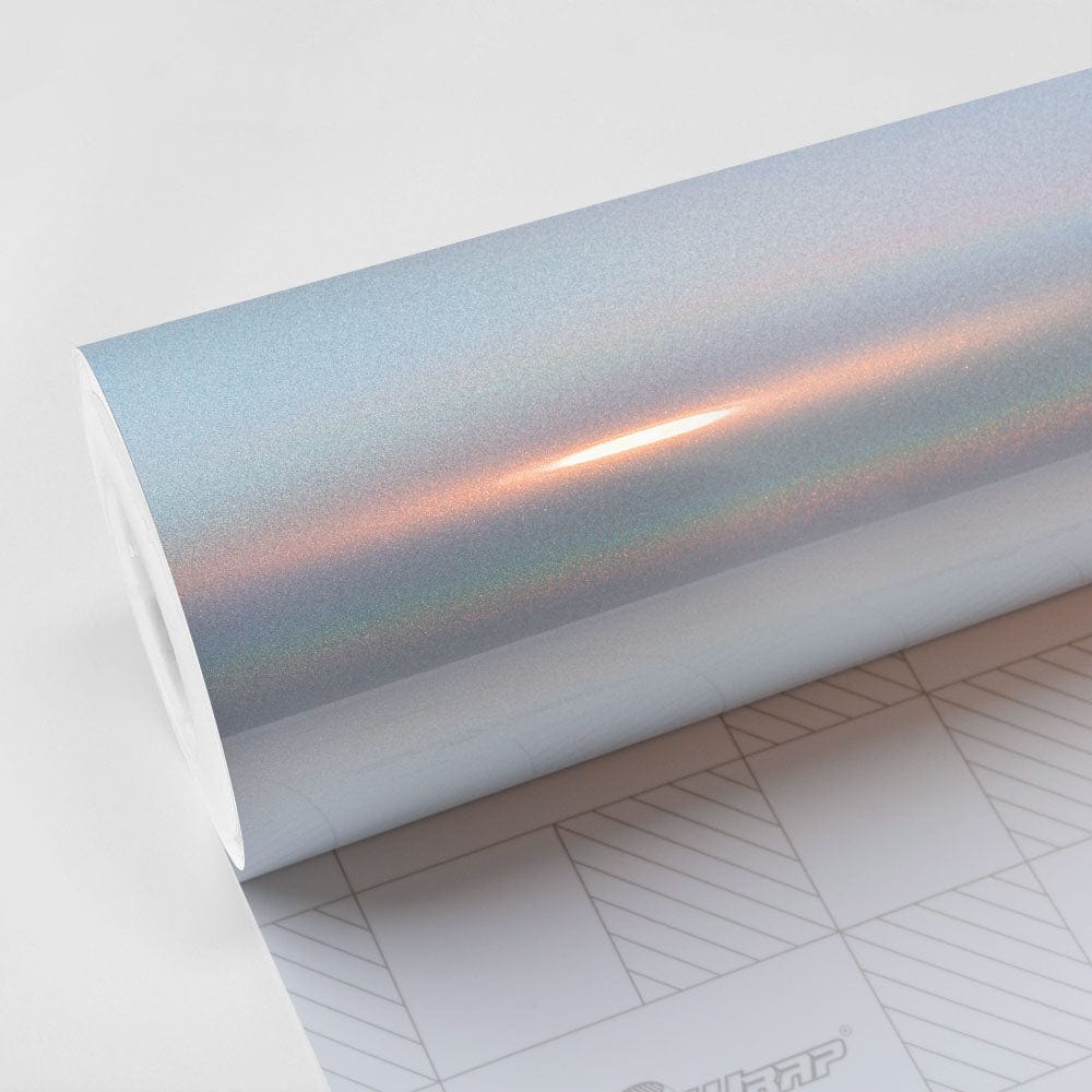 Close-up view of White Fireworks Vinyl Wrap