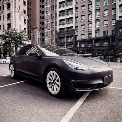 Tesla Model 3 featuring a Deep Black  matte vinyl