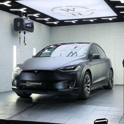 of a Tesla featuring TeckWrap Satin Boysenberry Black  wrap