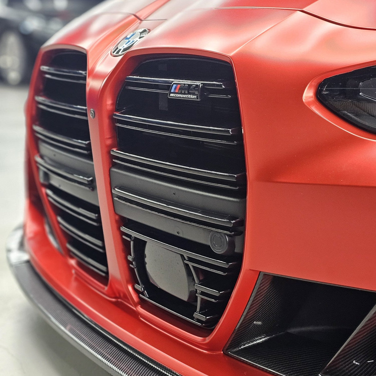 Satin Crimson Red Vinyl Wrap grille