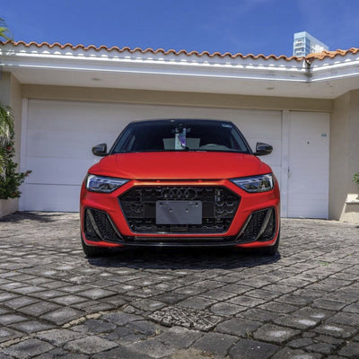 Audi wrapped in Flame Red satin vinyl